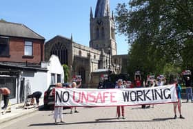 Protests took place in Chesterfield over the reopening of schools next week.