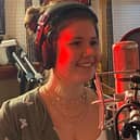 Lexi Lee recording songs from the shows at Meadow Farm Studio in Ripley.