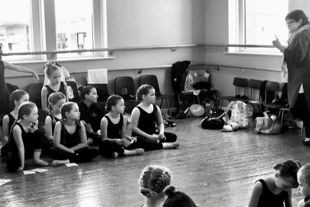 Sue Jones instructing a class at Kickers Dance Studio on Whittington Moor.