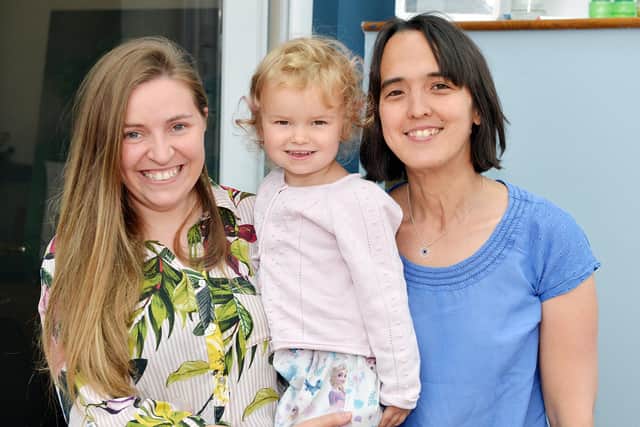 Katie Cadman and Imogen Zybert, both of Derbyshire Doula, help women through labour and birth and/or after she has her baby. L-R Imogen and Freya Zybert and Katie Cadman.