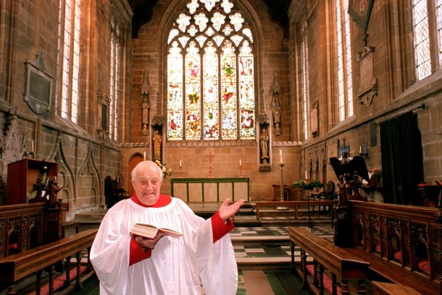 Reginal Bingham a chorister for Tideswell Church pictured aged 90 in 1998
