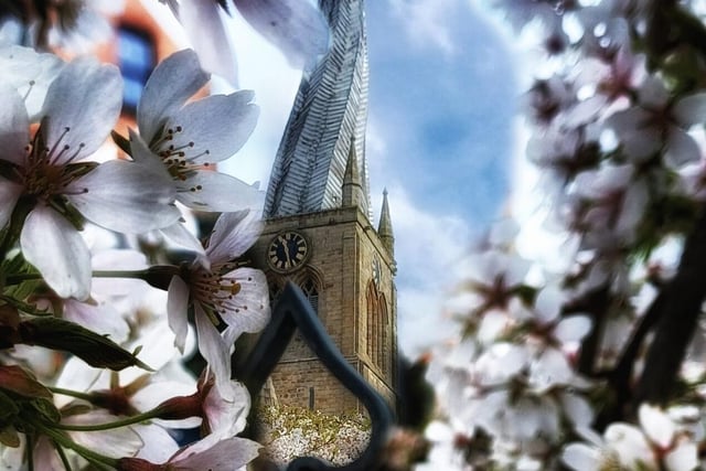 The Spire surrounded in flowers
