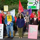 Chesterfield postal strike picket line outside the Royal Mail delivery office in West Bars