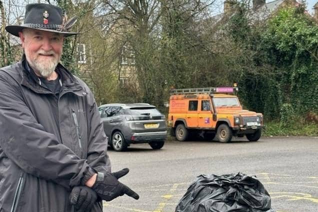 Mike Greensmith is crowdfunding to reinstate a bin at Bowden Bridge and the donations have now reached £1,100. Photo submitted