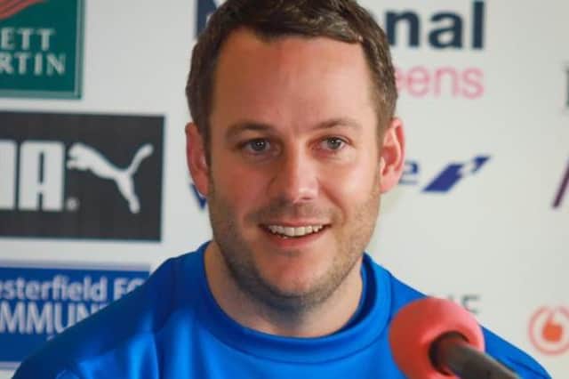 James Rowe at his first press conference as Chesterfield manager. Picture: Michael South.