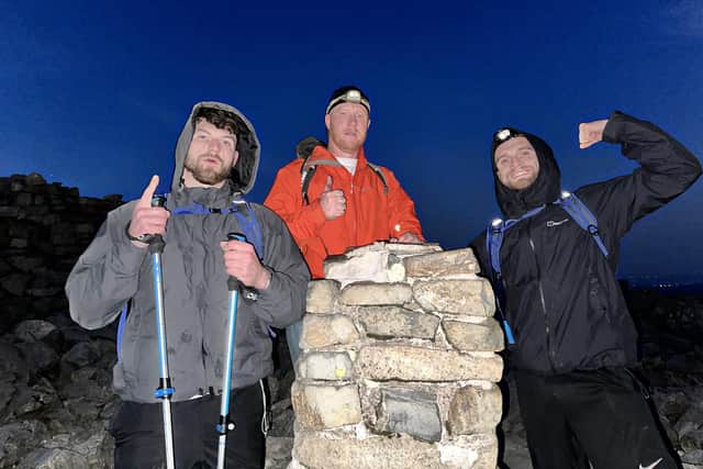 The three men had to scale Scafell Pike at 1.30am in the morning