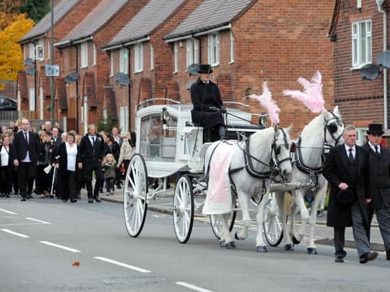 Sarah Freckingham's funeral procession travels to St Augustine's Church. Picture: Anne Shelley.