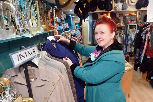 Lydia Watters in her new shop, Lady Peacock Vintage HQ. Pictures and video by Brian Eyre.
