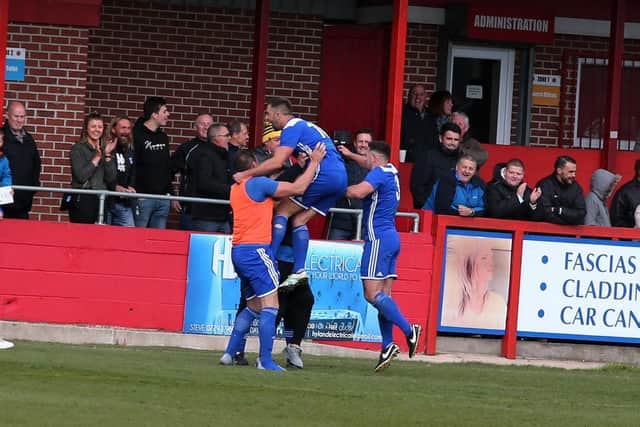 Match action from Pinxton v Hucknall in Sunday's CMFL Buckingham Insurance League Cup final.