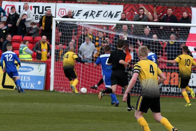 Match action from Pinxton v Hucknall in Sunday's CMFL Buckingham Insurance League Cup final.