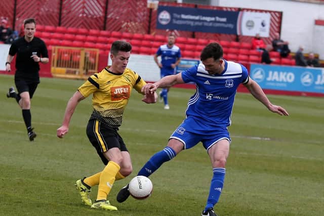 Match action from Pinxton v Hucknall in Sunday's CMFL Buckingham Insurance League Cup final.
