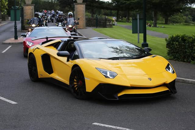 A cortege of 300 motorcycles and two Lamborghini cars formed part of the funeral procession.