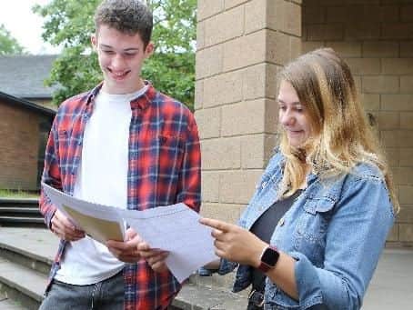 Highfields students celebrating their results.