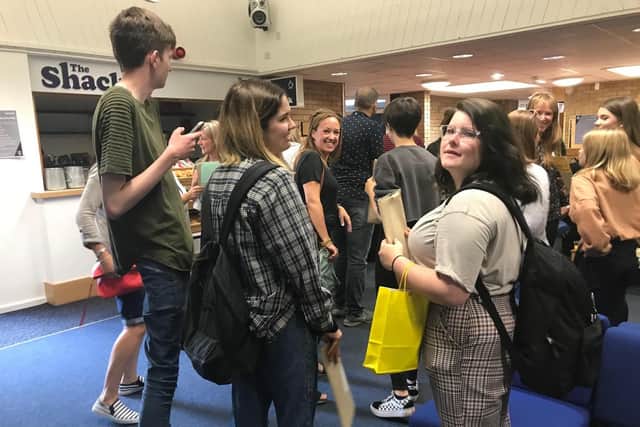 Eckington pupils collect their GCSE results.