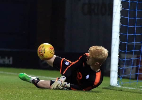 Chesterfield v Belper Town in the Derbyshire Senior Challenge Cup quarter final, Tuesday January 9th 2018.  Chesterfied win after a penalty shootout. Chesterfield keeper Dylan Parkin makes a save. Picture: Chris Etchells