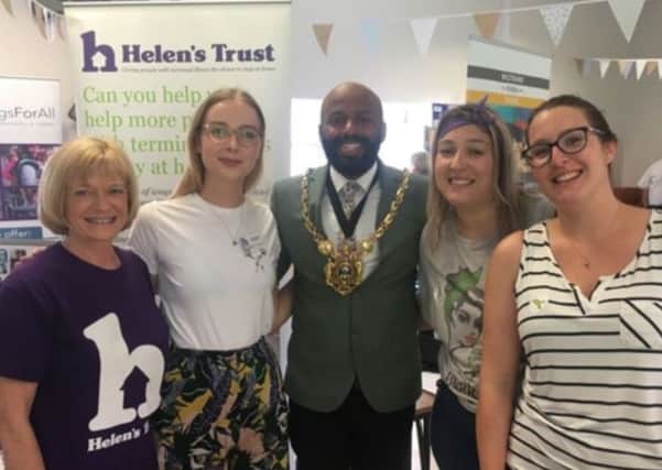 Representatives of St Helen's Trust with Sheffield mayor Magid Magid and event organiser Sarah Cardwell.