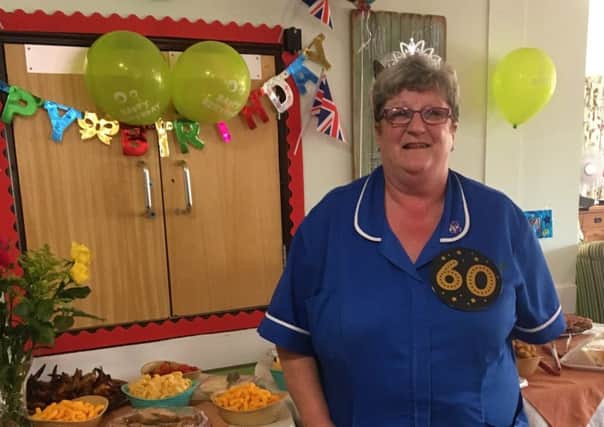 Pat Boden at her surprise 60th birthday party in Holmewood Care Home where she works.