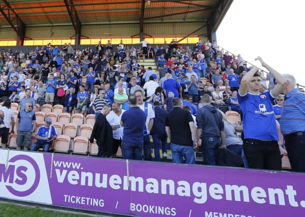 Picture by Gareth Williams/AHPIX.com; Football; Sky Bet League Two; Barnet v Chesterfield FC; 05/05/2018 KO 15:00; The Hive Stadium; copyright picture; Howard Roe/AHPIX.com; A packed away end as Spireites fans travelled in numbers for the final match of the season at Barnet