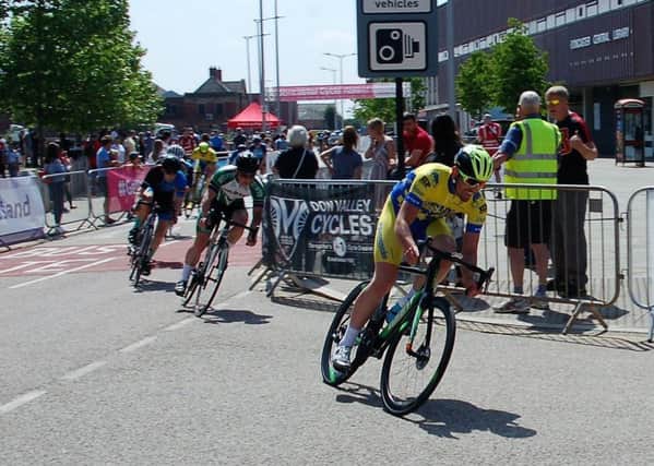 Steve Paterson drives hard on his way to fourth place and promotion to Category Two level on the street circuit at Doncaster.