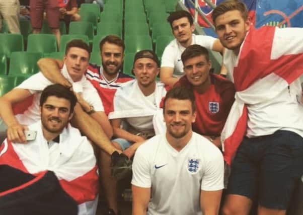 Harry Maguire went to Euro 2016 with his friends as a fan. Picture via @HarryMaguire93 on Twitter.