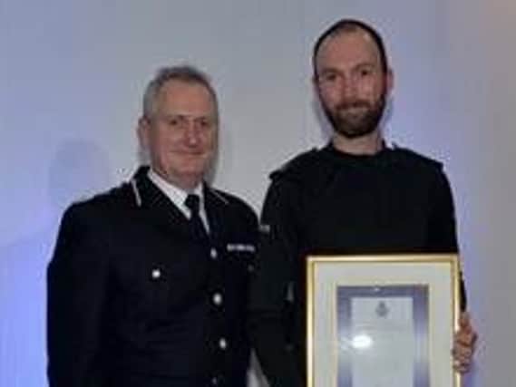 PC David Bull received a commendation from Chief Constable Peter Goodman in December for his bravery and dedication