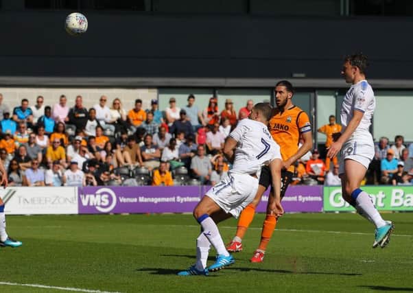 Picture by Gareth Williams/AHPIX.com; Football; Sky Bet League Two; Barnet v Chesterfield FC; 05/05/2018 KO 15:00; The Hive Stadium; copyright picture; Howard Roe/AHPIX.com; Giles Coke blast wide of the Barnet goal