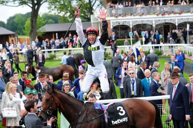 A trademark flying dismount from Frankie Dettori, who enjoyed a vintage week at Royal Ascot.
