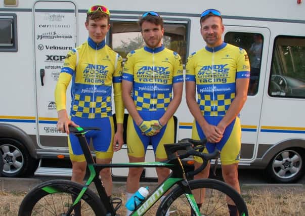 The one-two-three on the podium at Torworth, Aaron Chambers-Smith, Dean Watson and Andy Bishop.