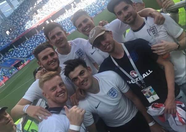 Harry Maguire tweeted this picture of him, his brothers Laurence and Joe and their pals after an England World Cup game