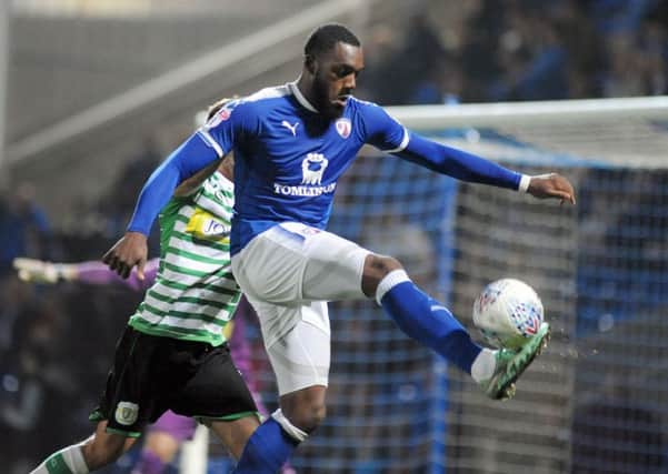 Chesterfield Town v Yeovil Town.
Gozie Ugwu in second half action.