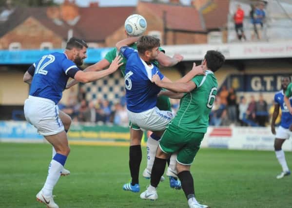 The Maguires, Laurence and Joe, competing in the friendly between Chesterfield and Gainsborough (Pic: www.offthebenchmedia.com)