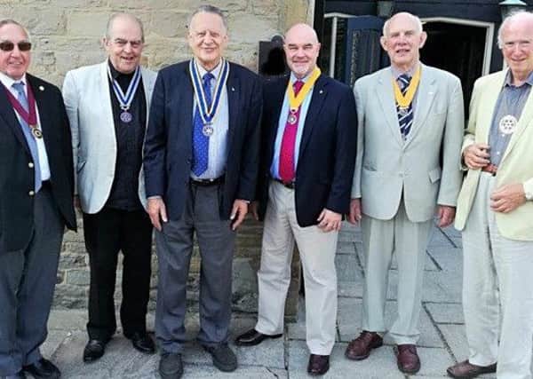 Chesterfield Rotary Club's new top team.   They are from left to right:- treasurer George Freeman, secretary Mike Cudzich-Madry, president Barry Thompson, president-elect Nigel Metham, president-nominee Rob Wadd, and immediate past-president Peter Barr.