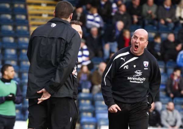 Spireites Boss Paul Cook vents his anger at the fourth official by Tina Jenner Wycombe Wanderers v Chesterfield