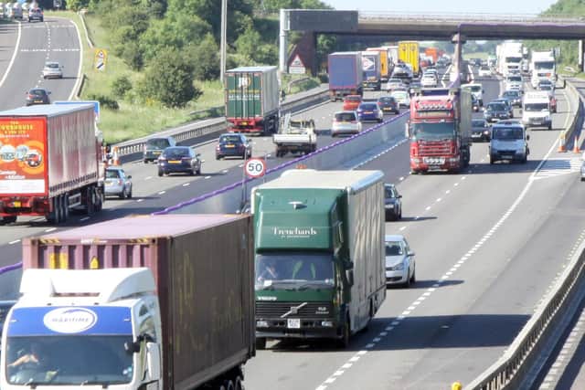 One lane is currently blocked on the M1