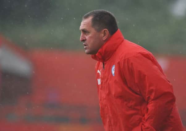 Chesterfield Town FC v Alfreton Town FC, pictured is Chesterfield manager Martin Allen