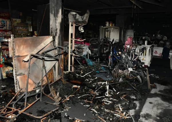 Police photo showing devastation caused by the fire at Thorpe's in Ilkeston.
