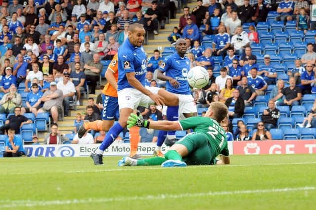 Chesterfield FC v Braintree Town
Curtis Weston scores for Chesterfield in the second half.