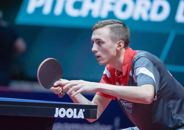 Liam Pitchford in action at the Czech Open. (PHOTO BY: International Table Tennis Federation).