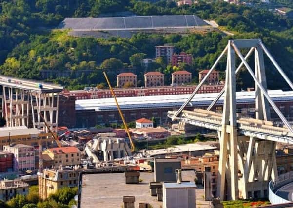 The motorway bridge in Genoa, Italy, collapsed last Tuesday, killing more than 40 people. Credit: Shuttershock
