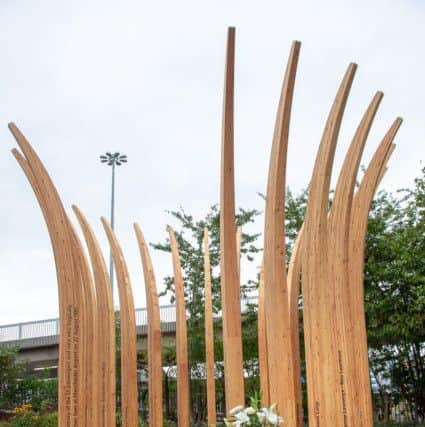 The memorial unveiled at Manchester Airport.