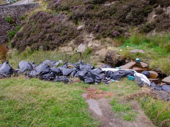 Flytipping at the Nether North Grain sign layby on the Snake Pass.
