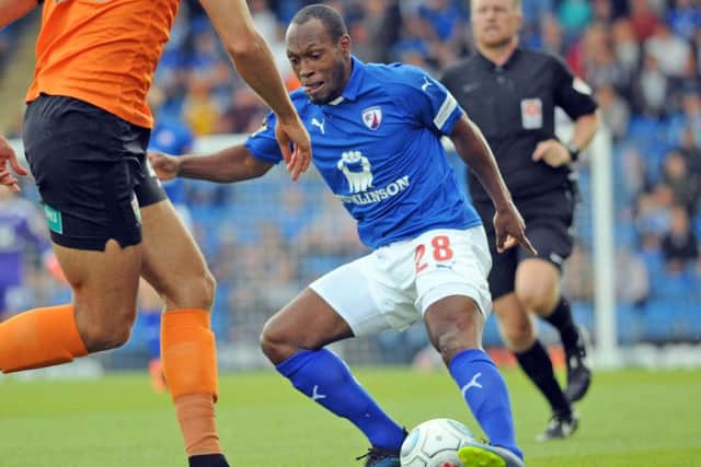 Chesterfield FC v Barnet FC.
Kyel Reid in first half action.
