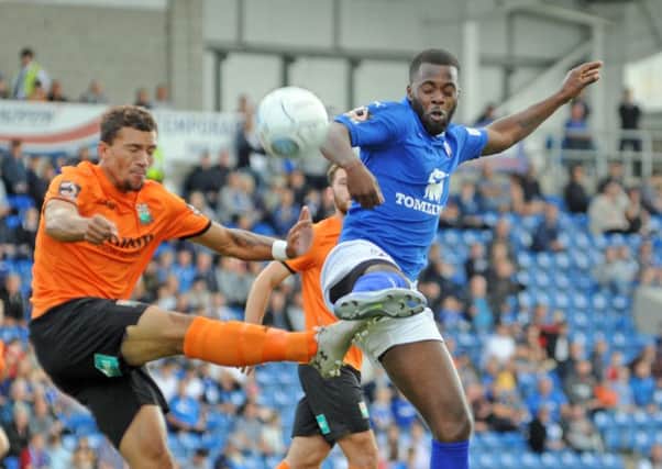 Chesterfield FC v Barnet FC.
Zavon Hines in first half action.