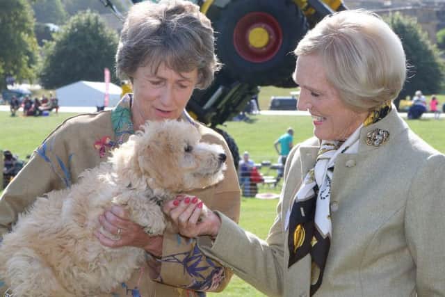 The Duchess introduces Mary Berry to one of the Chatsworth dogs