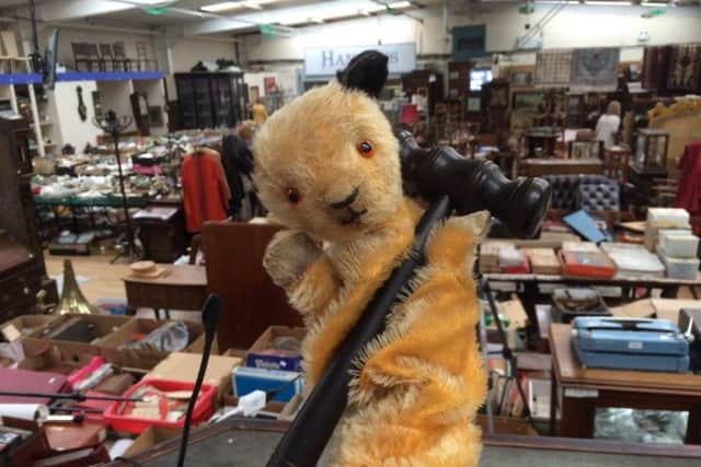 Sooty in the Hanson's Auctioneers showroom