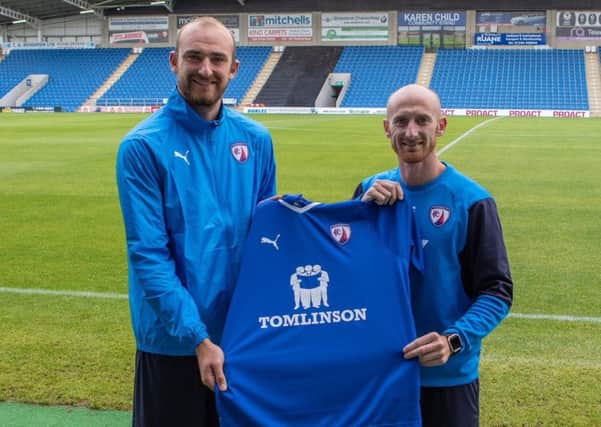 Tom Denton welcomed to the Proact by Drew Talbot (Pic: Tina Jenner)