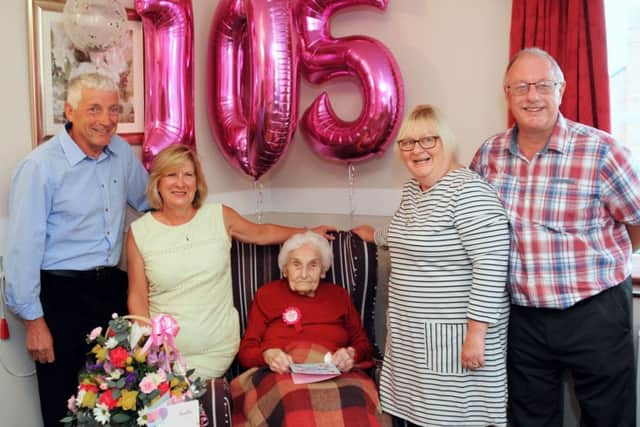 Brenda Osbourne with her great neices Marie Pollard, left, with her husband Stuart, and Dianne Russell with her husband Philip.