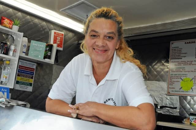 Karen Wint, of Karen's Cabin, a refreshment and fast food wagon, is back in business after 18 months from her pitch opposite the Royal Hospital.