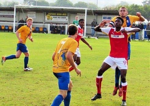 Joshua Kayode in action for Rotherham United's youth team against Mansfield Town in 2016 (Pic: Rob Waite)
