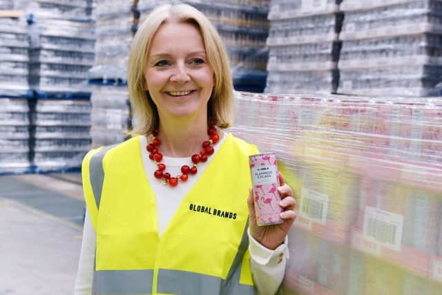 Chief Secretary to the Treasury Liz Truss visits Global Brands warehouse in Claycross.